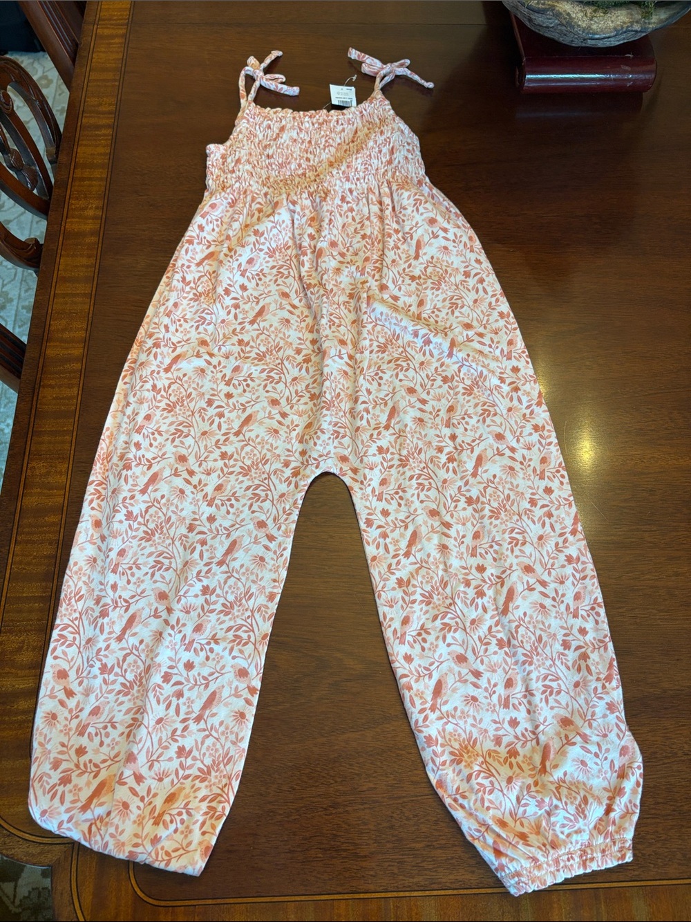 GAP Pink and Cream Floral Smocked romper for toddler girls